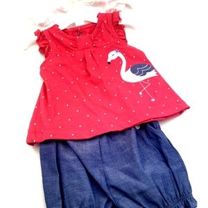 Baby Outfit Set Size 3m Girls 3pc Flamingo Summer Little Sunshine Children Kids